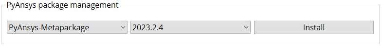 Screenshot of PyAnsys Package Management